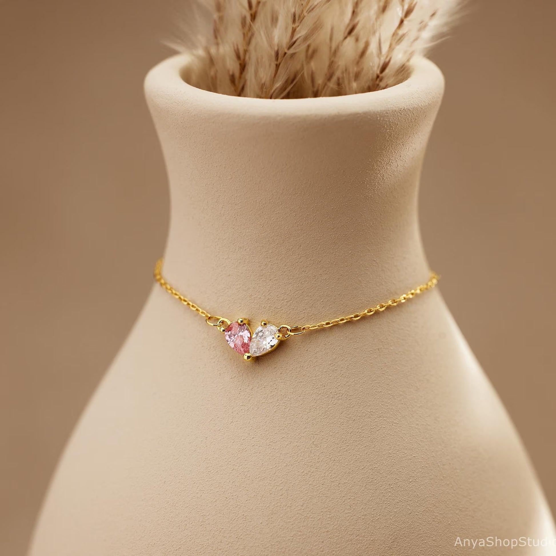 Custom Heart Birthstone Bracelet