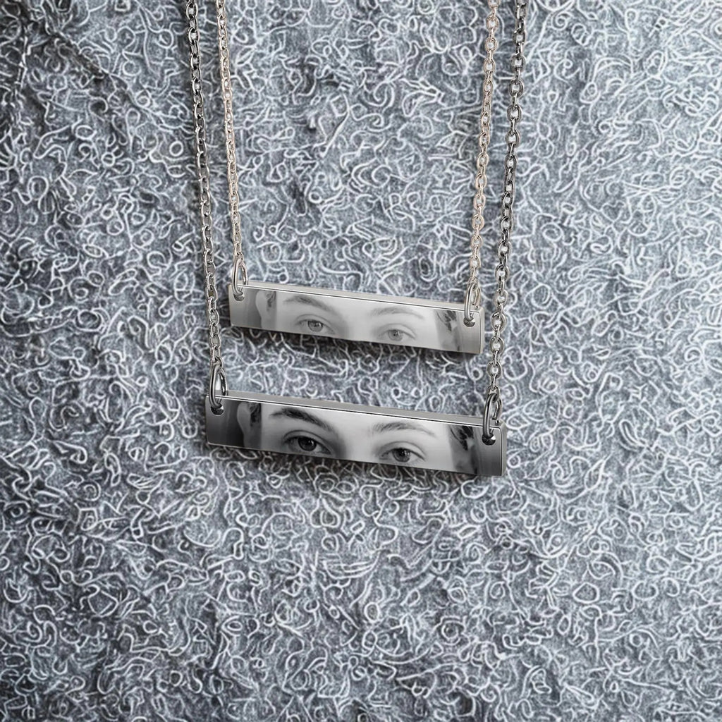 Custom Engraved Eye Photo Necklace