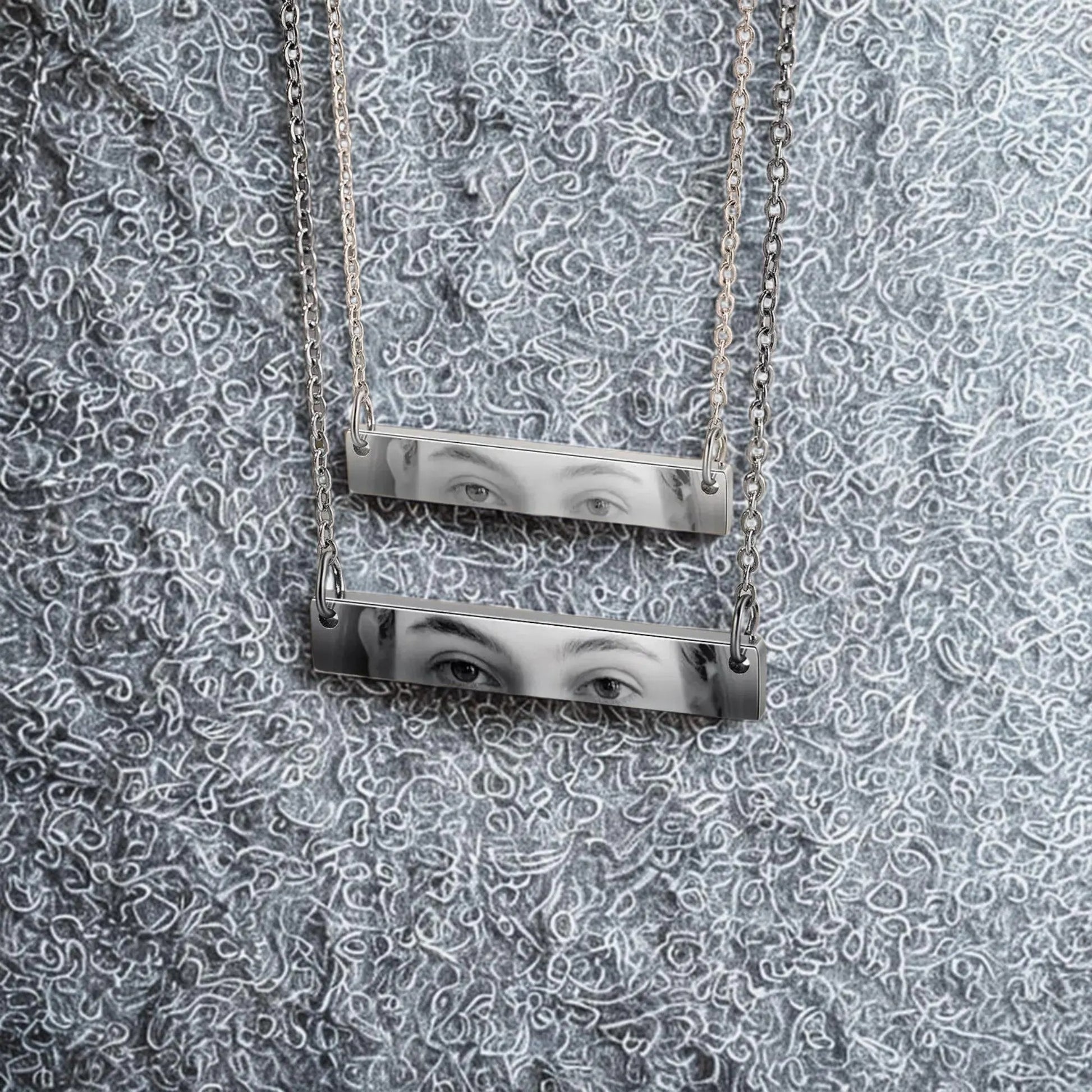 Custom Engraved Eye Photo Necklace