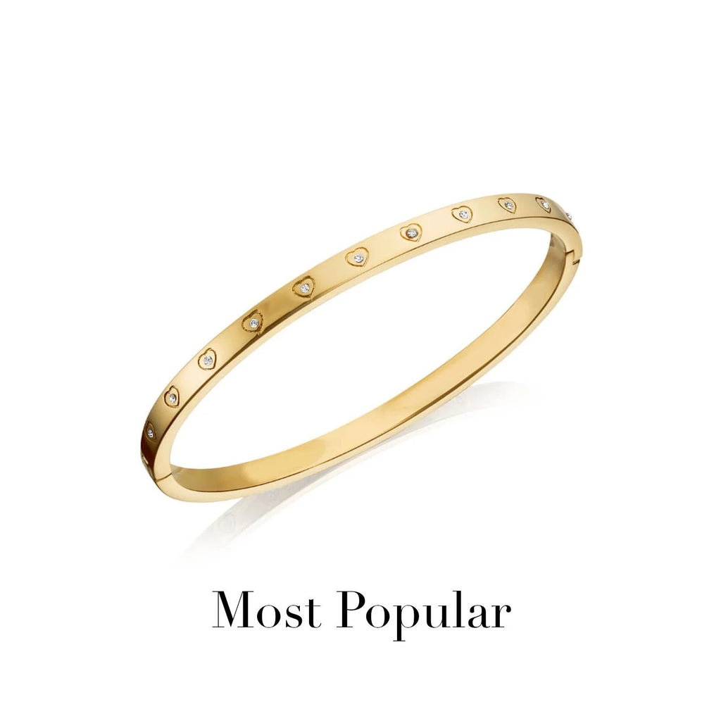 Crystal Heart Bangle Bracelet