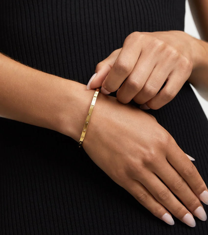 Crystal Heart Bangle Bracelet