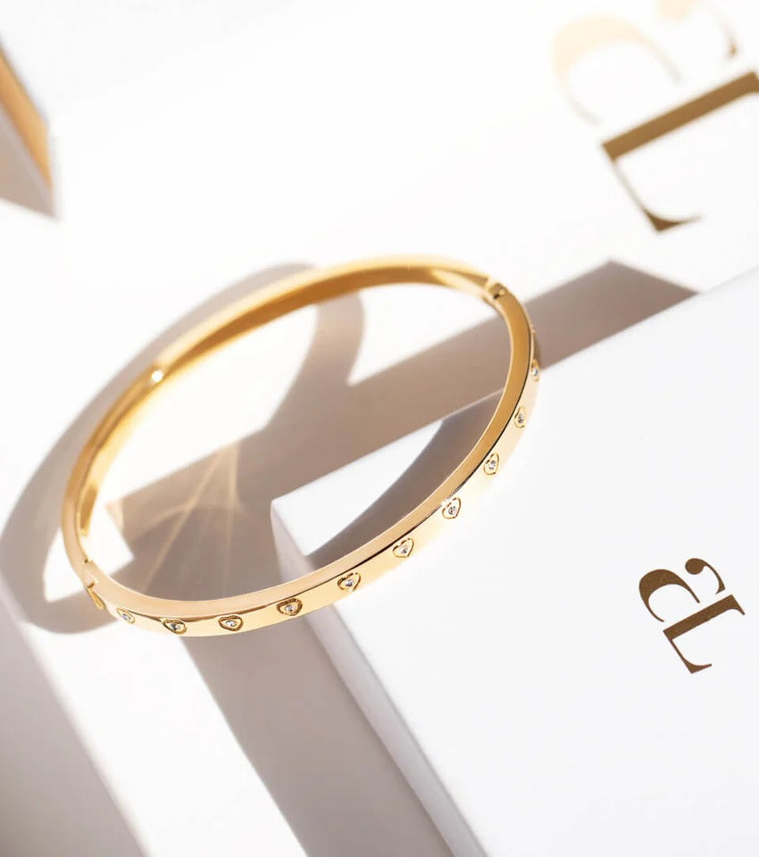 Crystal Heart Bangle Bracelet