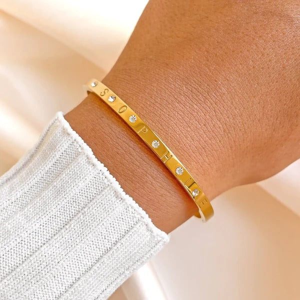Crystal Heart Bangle Bracelet